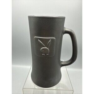 Vintage Playboy Club Bunny Rabbit Logo Matte Black Glass Beer Mug Stein